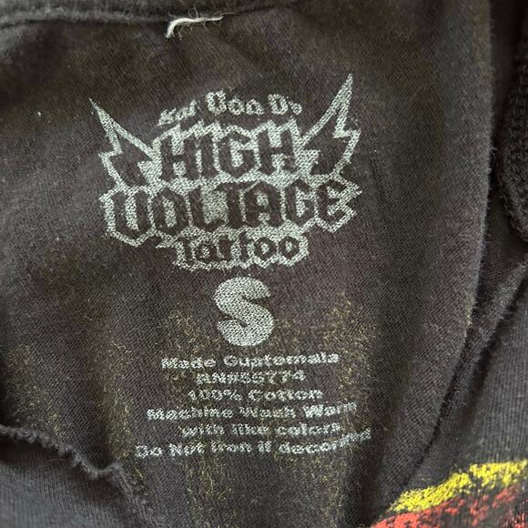 High Voltage Tatoo T-shirt Top Kat Von D Grunge Goth Short Sleeve Women Small - Picture 3 of 4